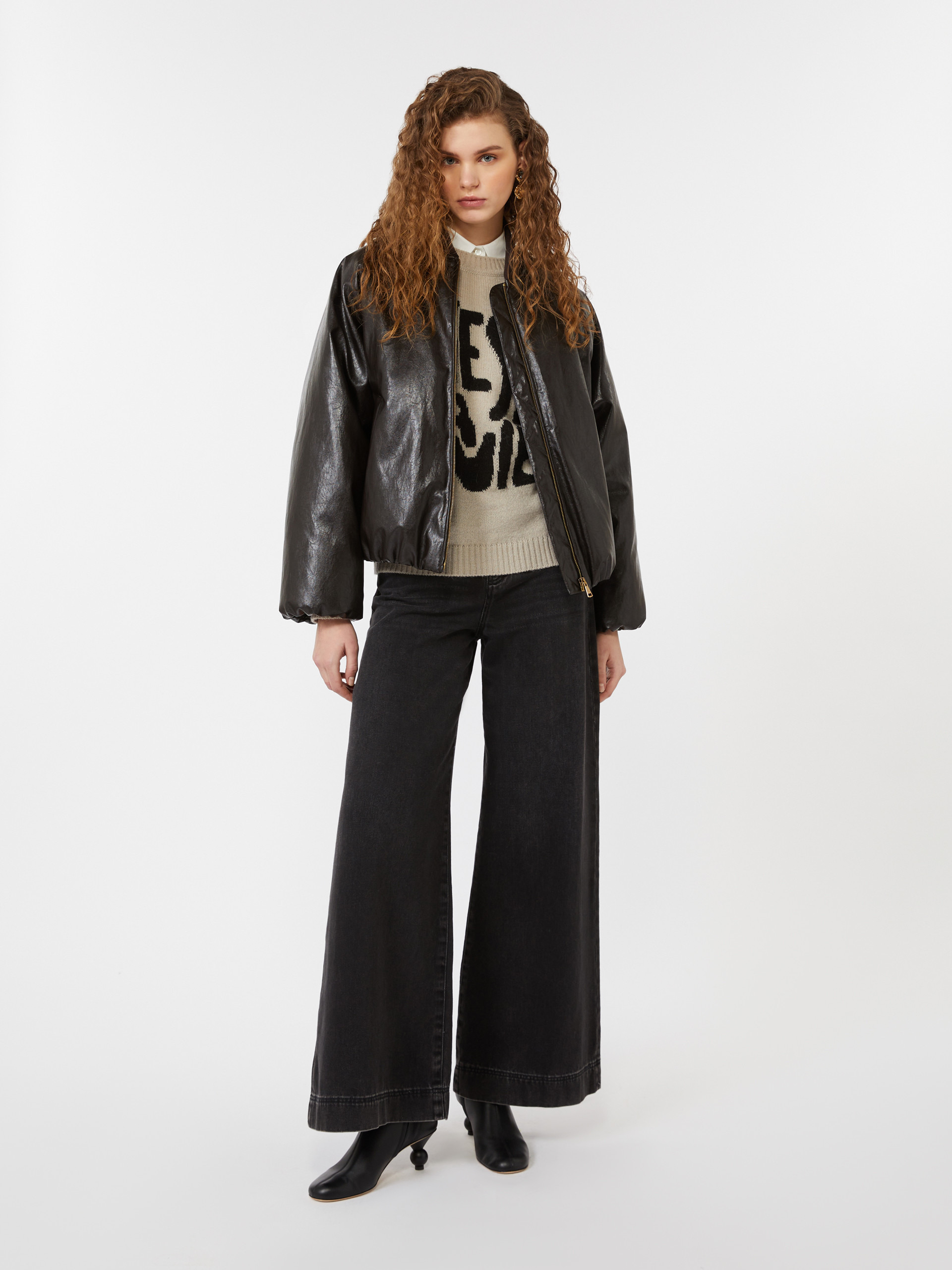 POTENTE Cropped coated jersey bomber jacket - 2