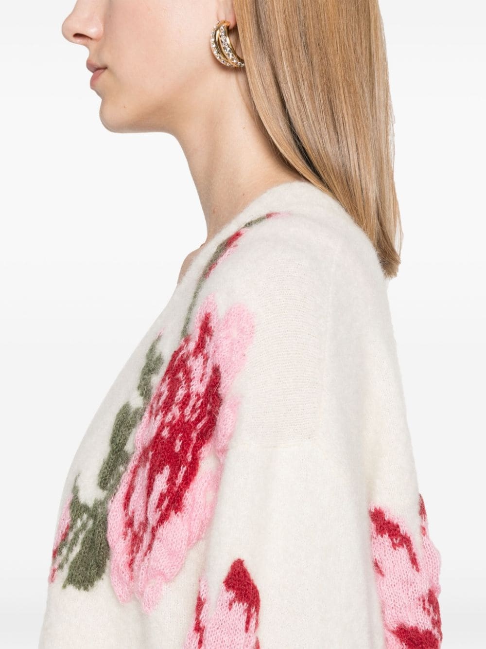 roses-jacquard cardigan - 5