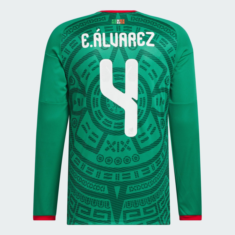 Mexico 26 Home Alvarez Long Sleeve Jersey 3