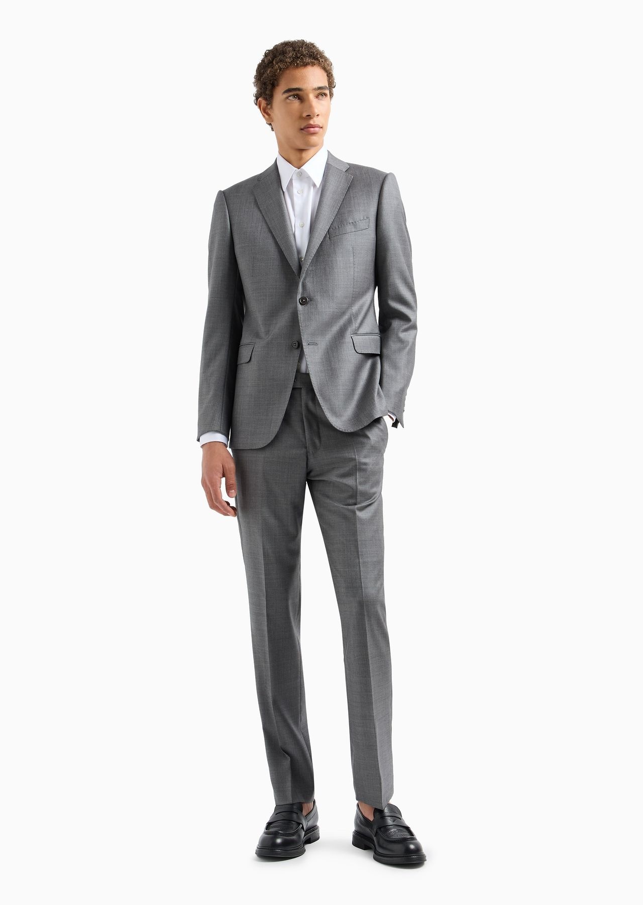 Single-breasted slim-fit suit in a silky-finish grisaille - 2