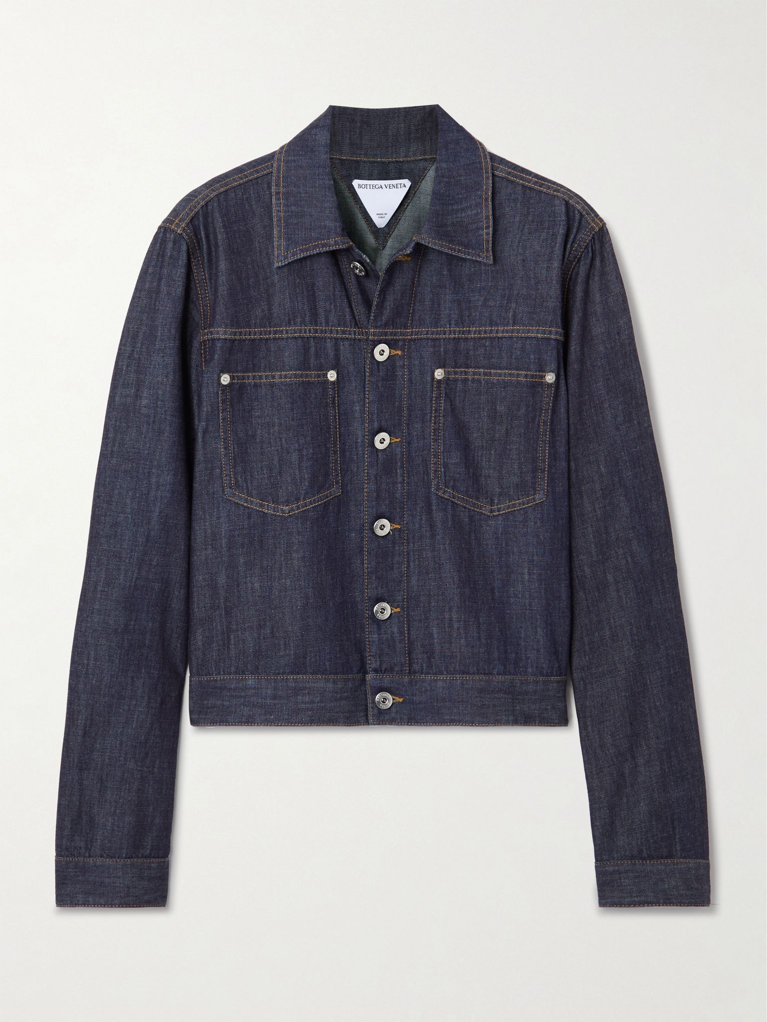 Intrecciato suede-trimmed denim jacket Indigo - 1