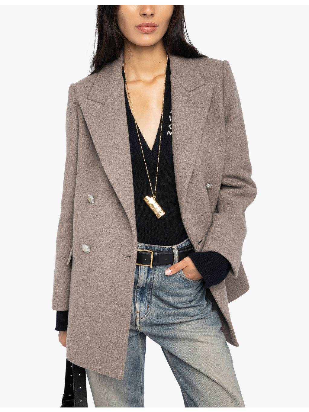Double-Breasted Peak-Lapel Wool-Blend Coat - 3