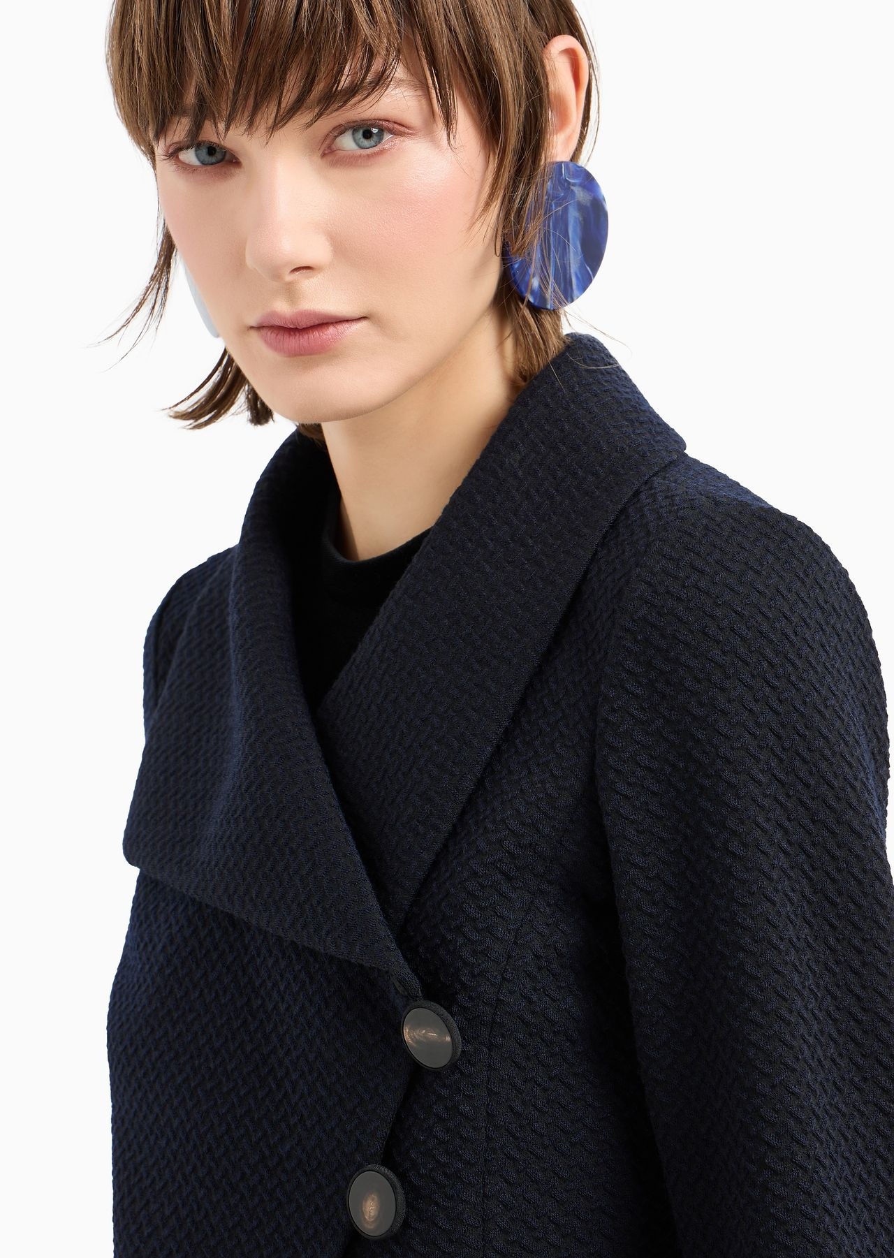 Wool-blend jacquard jersey jacket with embossed pattern - 5