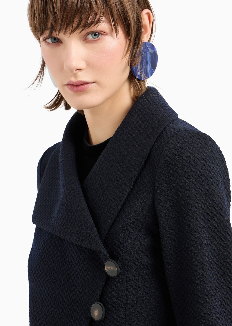 Wool-blend jacquard jersey jacket with embossed pattern 5