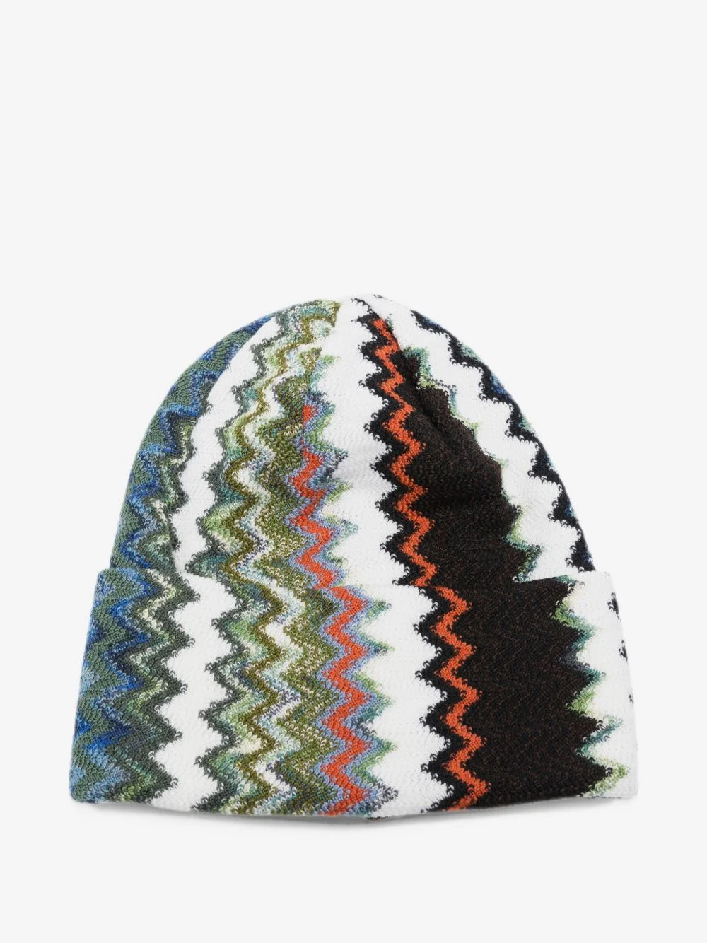 zigzag-knit wool beanie hat - 1