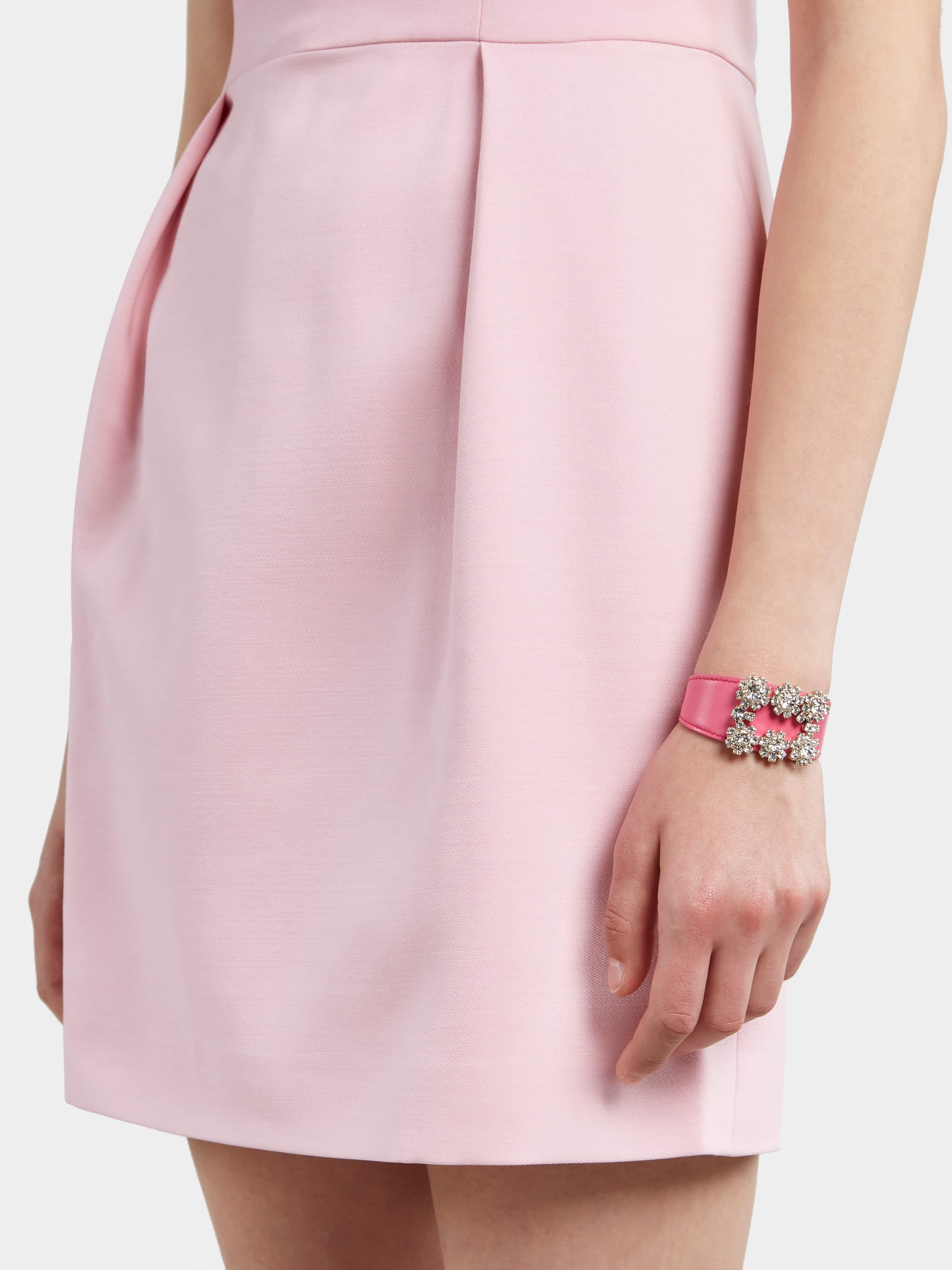 Flower Strass Buckle Bracelet in Leather - 2