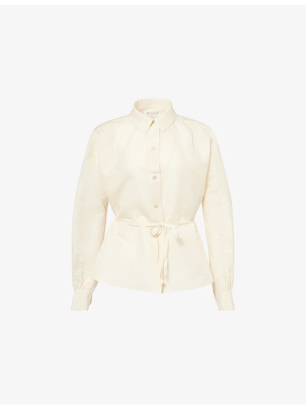 Belted Long-Sleeve Silk and Cotton Shirt - 1