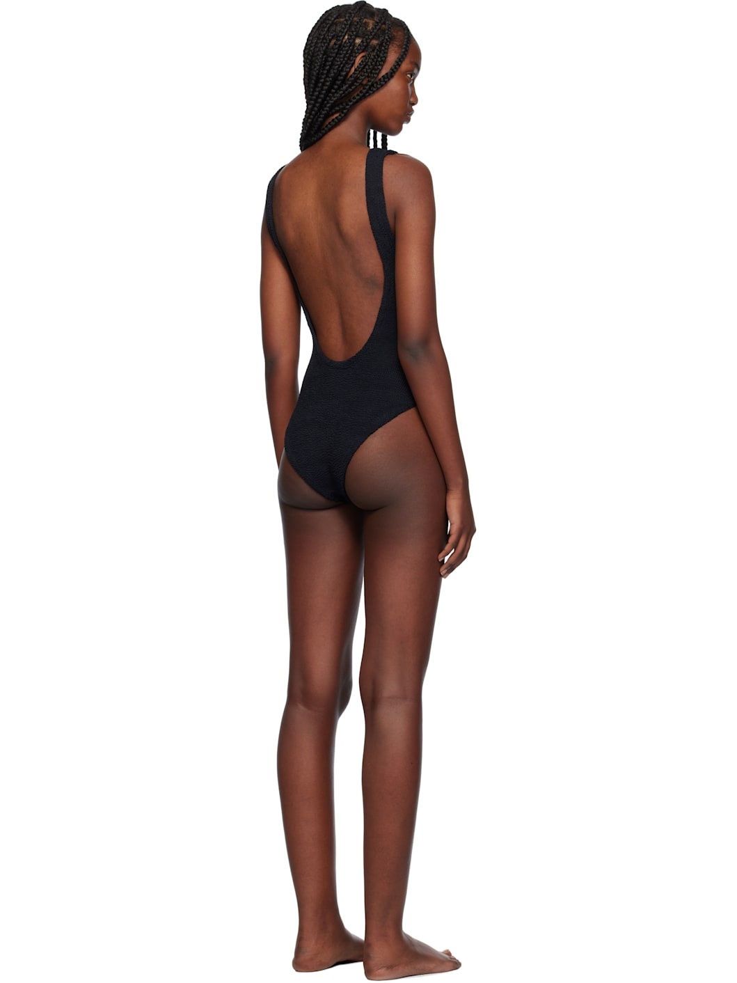 Black Square Neck Swimsuit - 3