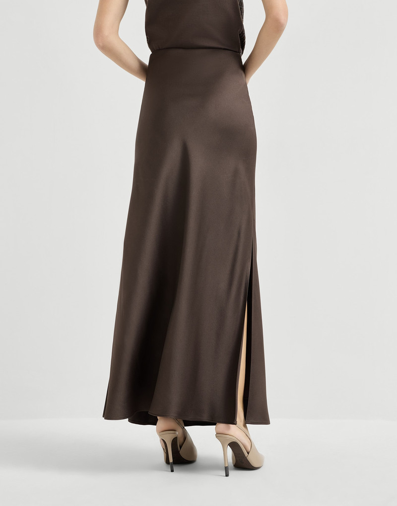 Brunello Cucinelli Satin cady fluid bias-cut skirt outlook