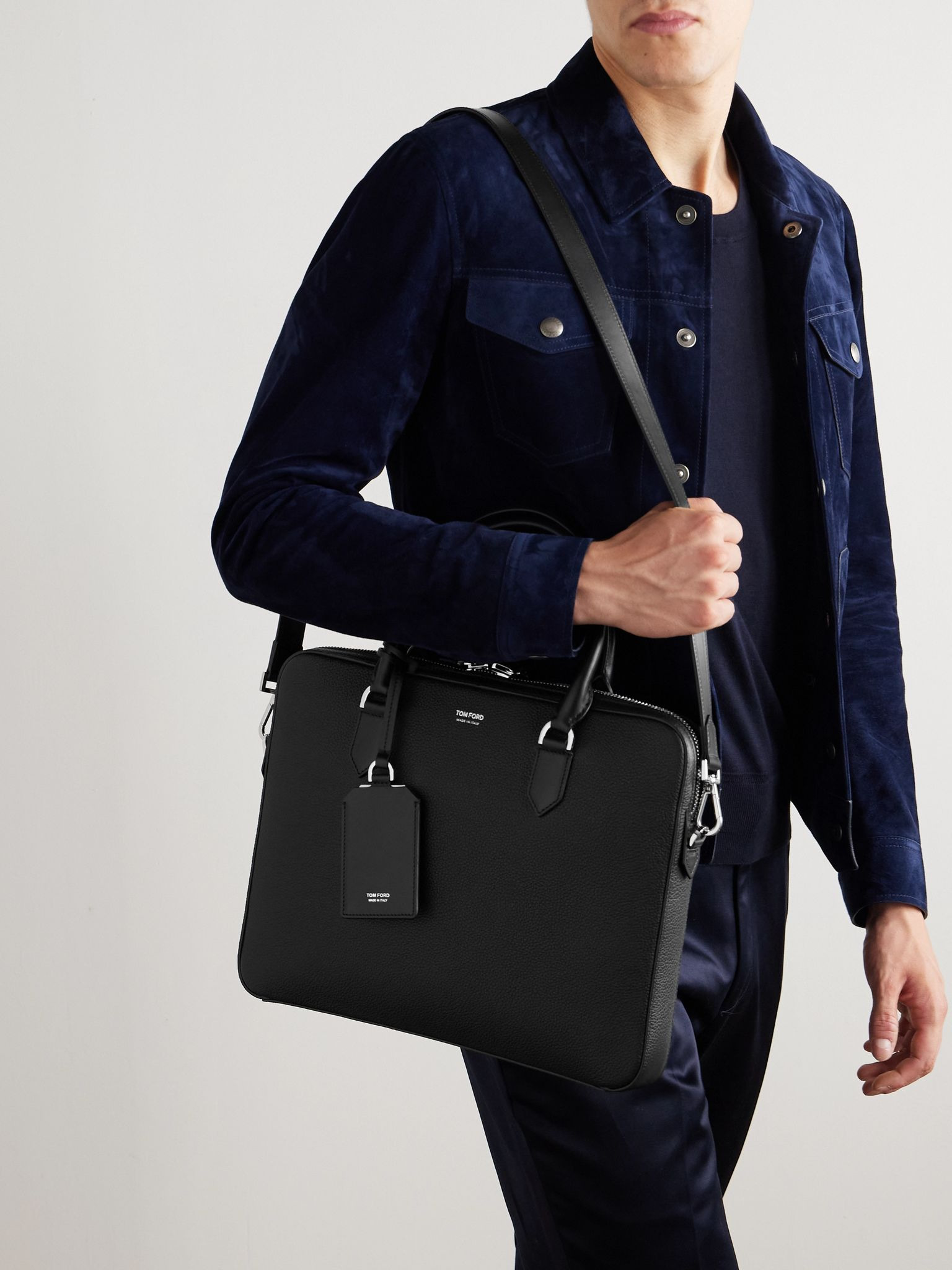 Elliot Full-Grain Leather Briefcase Black - 6