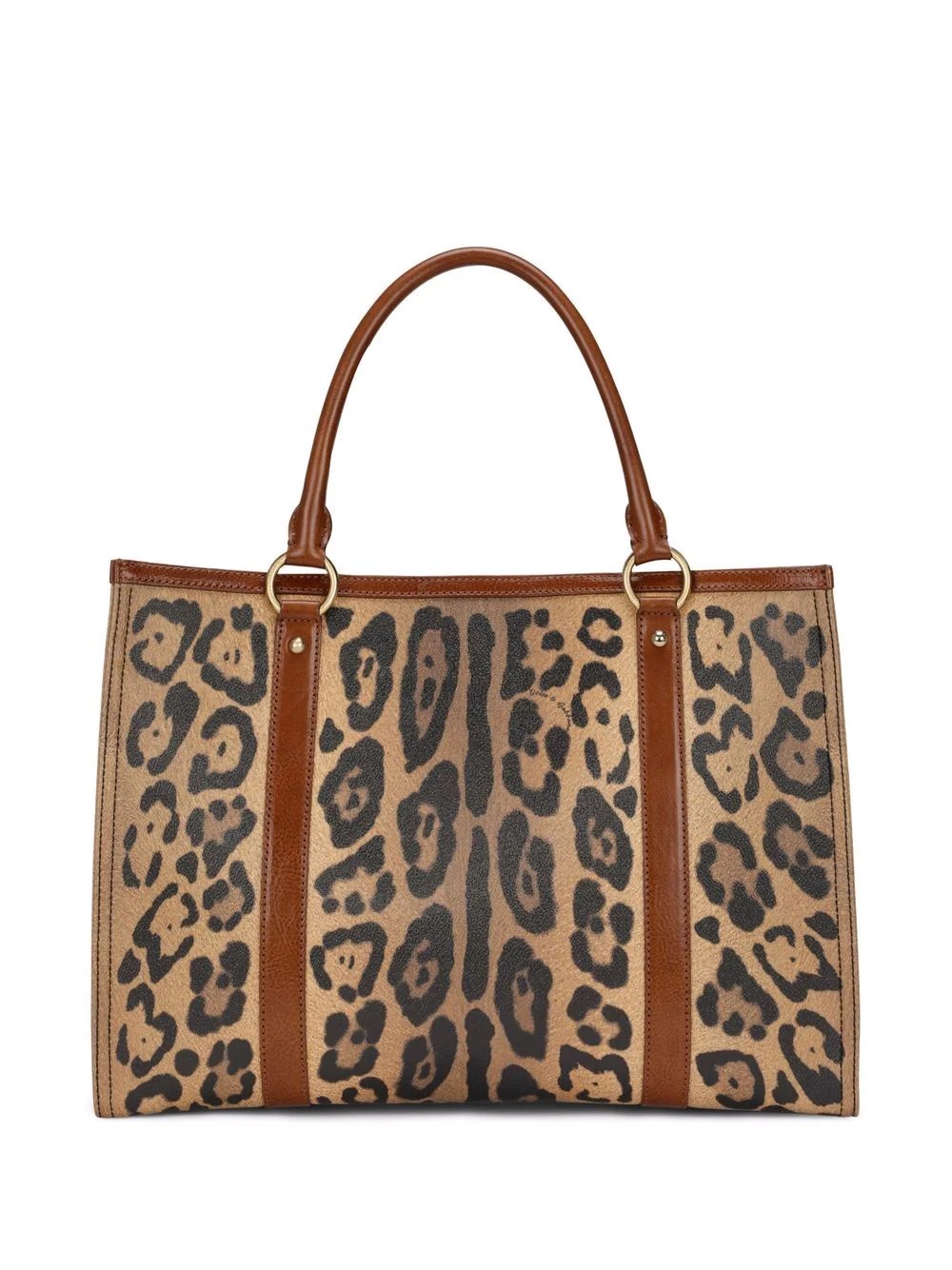 leopard-print leather tote bag - 3
