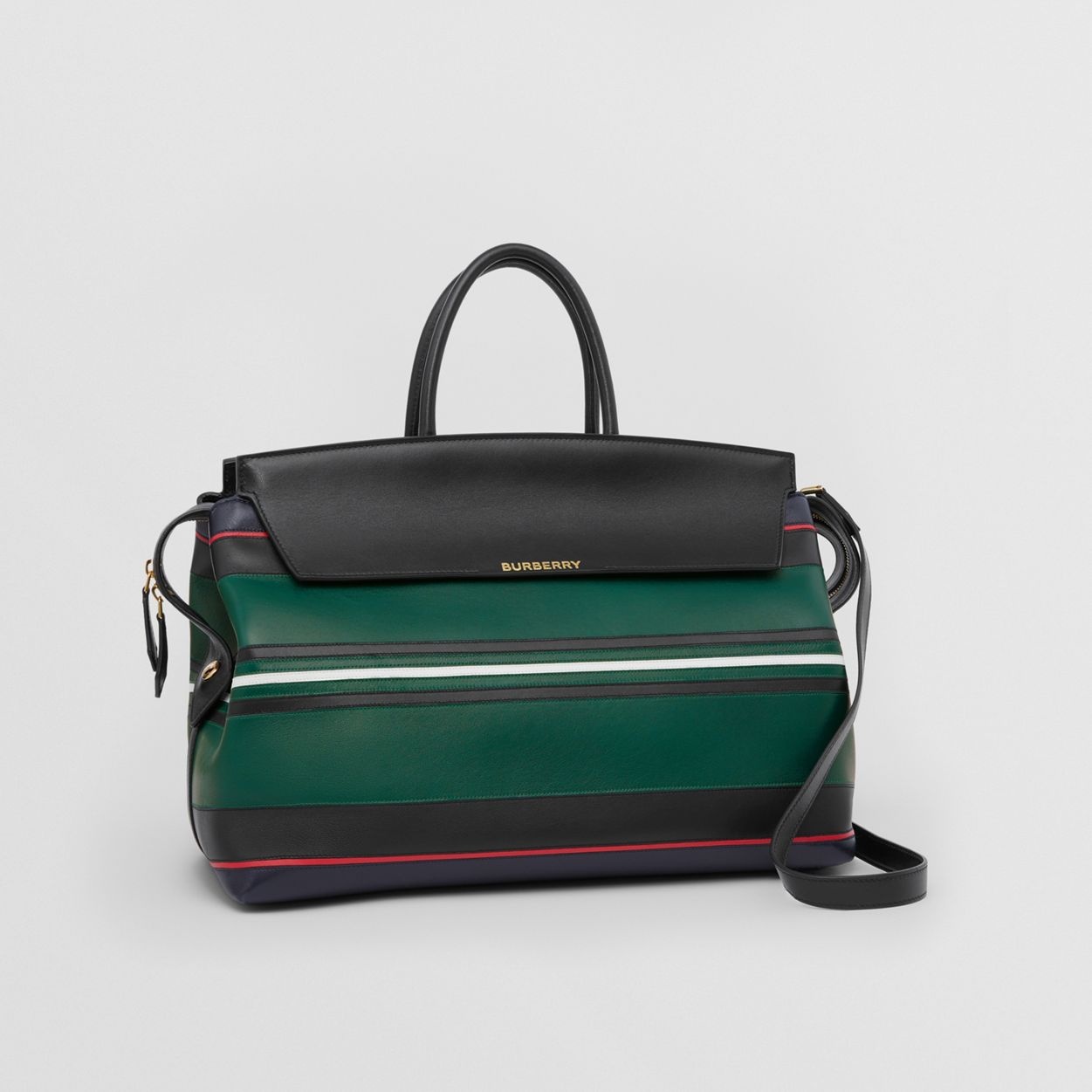 Stripe Detail Leather Large Catherine Bag - 6