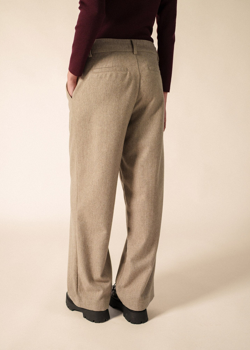 BIANCA HIVER Pleated Wool Flannel Pants 4