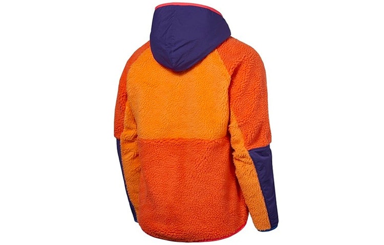 Nike Half Zipper Suede Splicing Colorblock Sports Pullover Orange BV3767-886 - 2