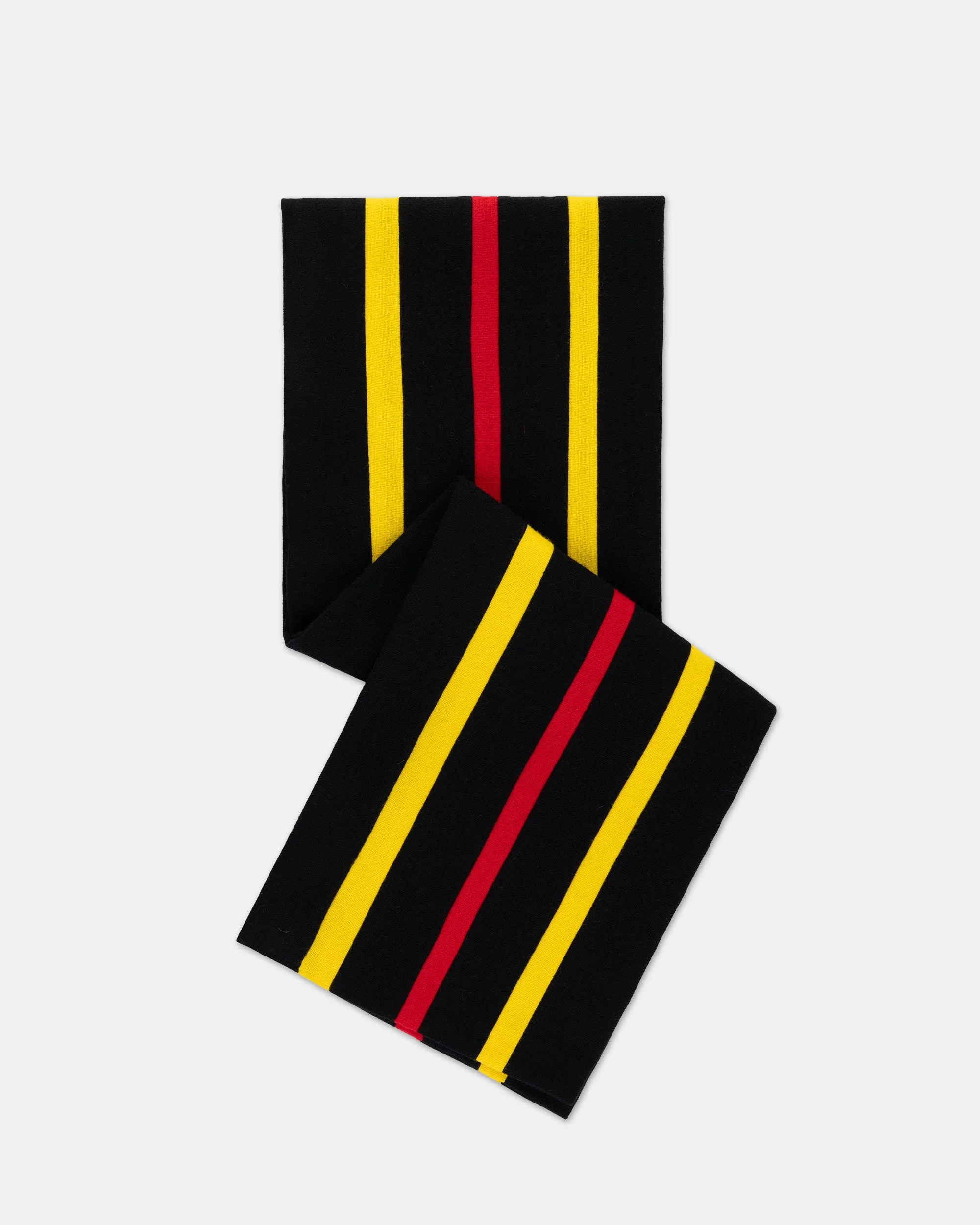 MADE-IN-ENGLAND BLACK, YELLOW & RED WOOL SCHOOLBOY MUFFLER - 1