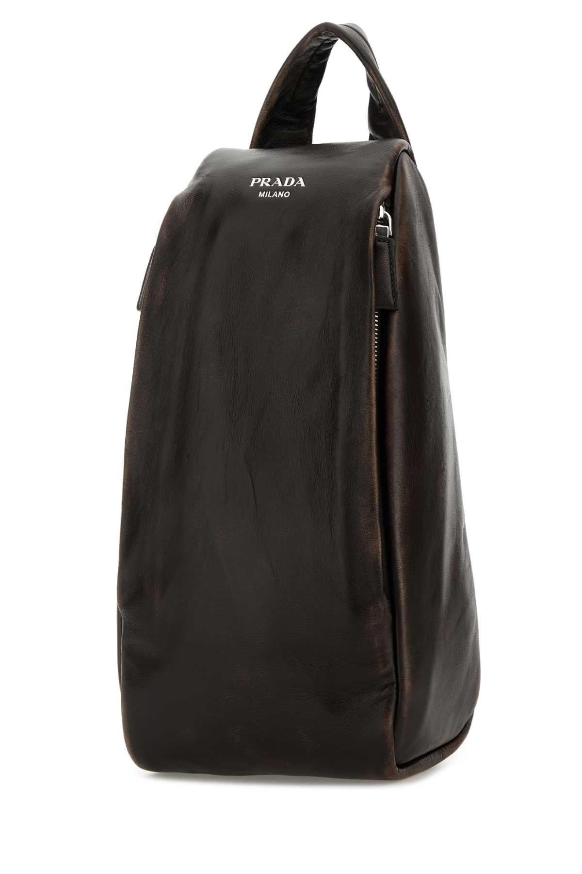 Prada Men Dark Brown Nappa Leather Backpack - 2