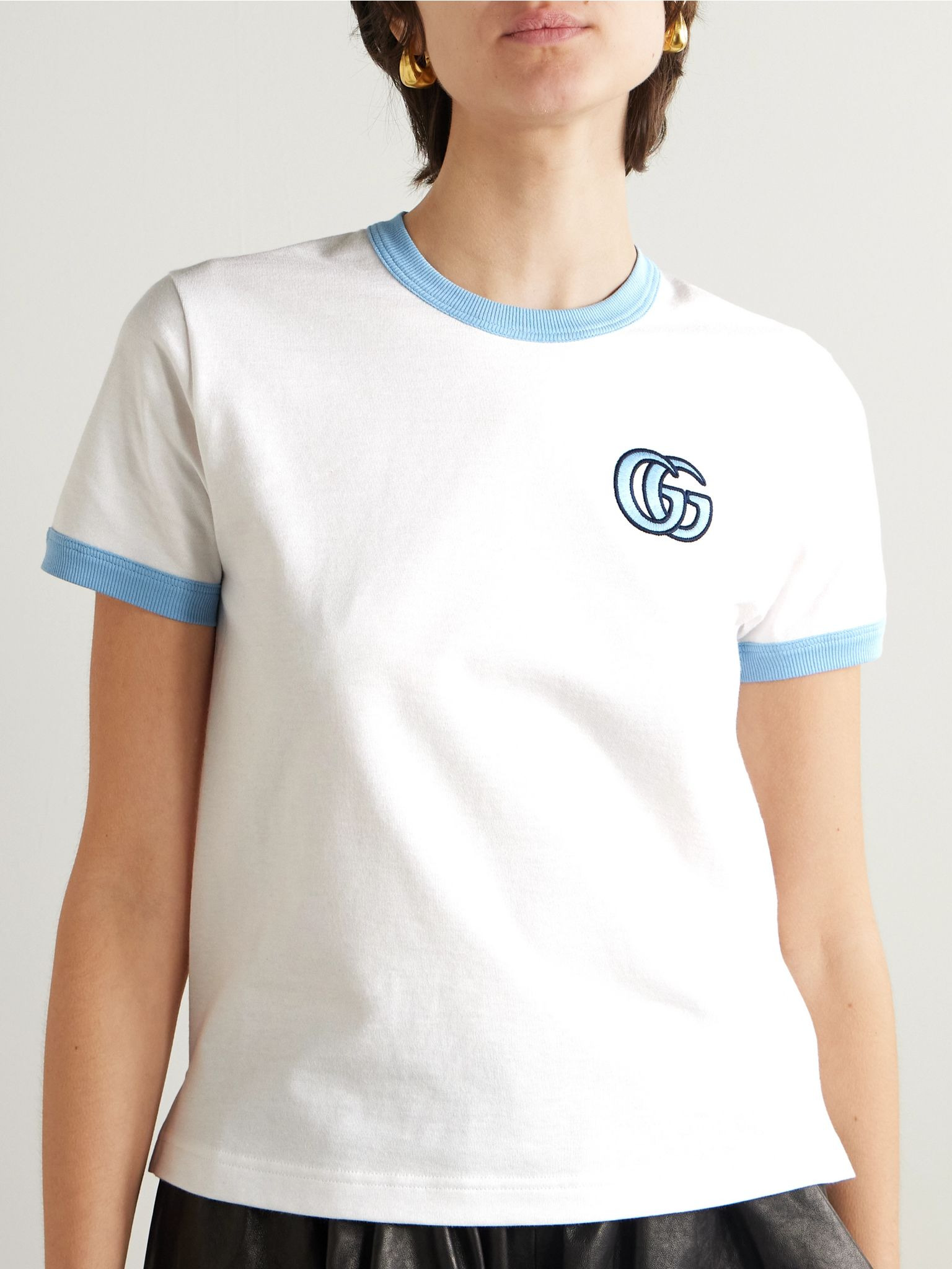 Embroidered cotton-jersey T-shirt White - 3