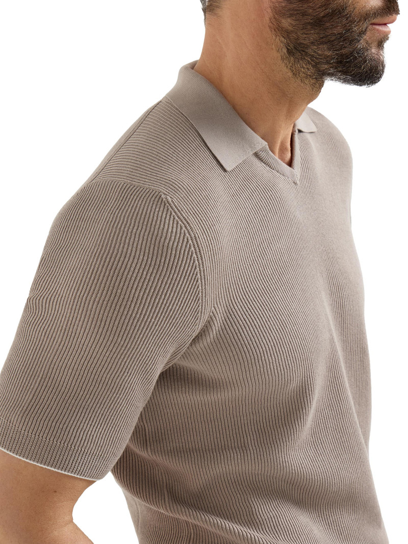 Men's Cotton English Rib Knit Polo Shirt - Light Brown 4