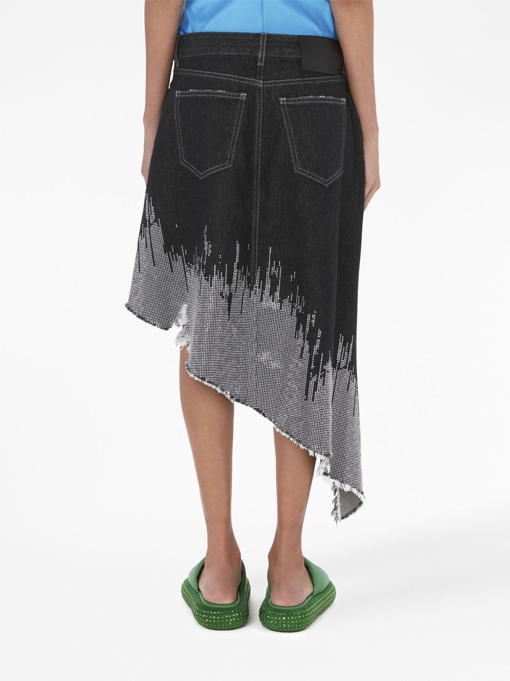 studded asymmetric denim skirt - 4