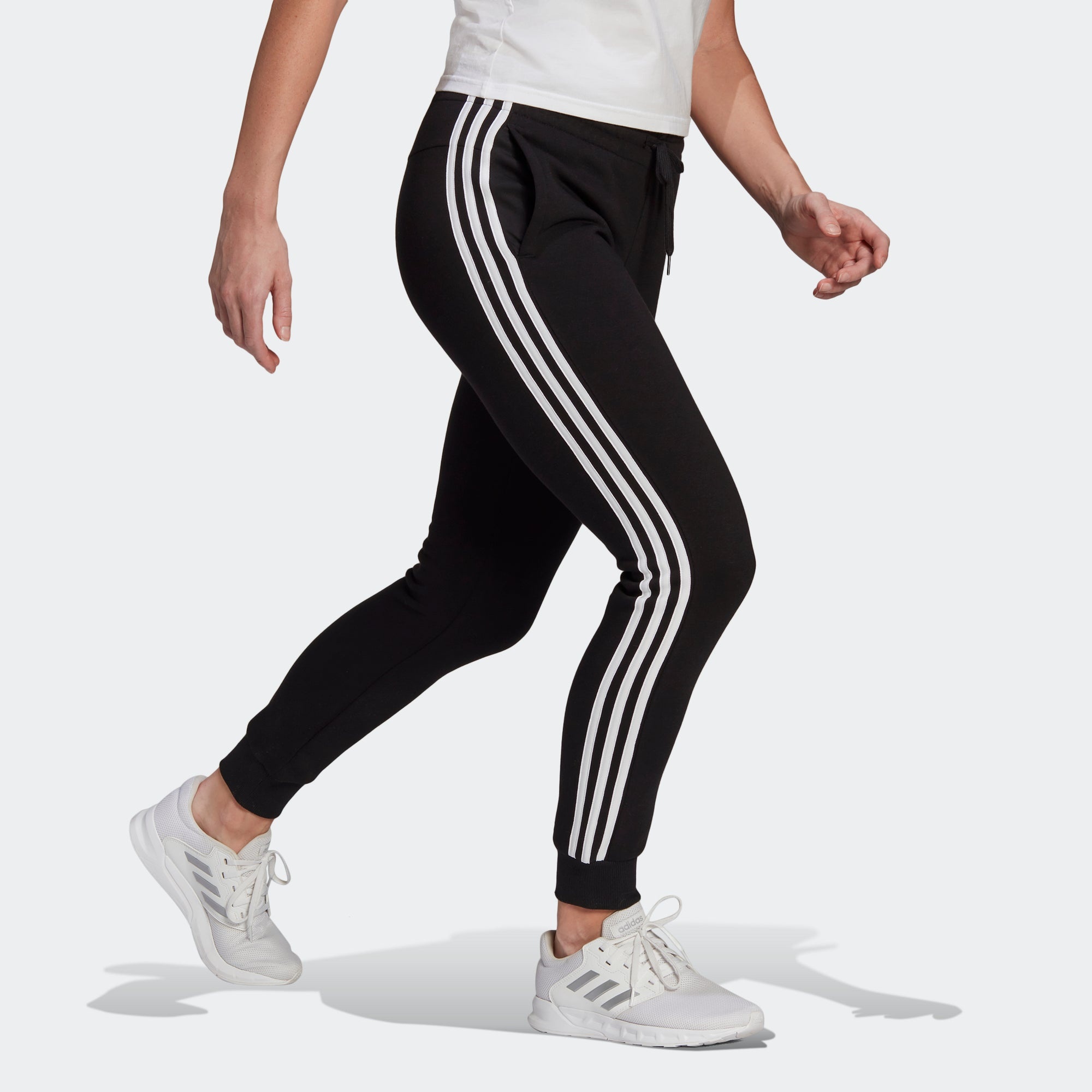 (WMNS) adidas Essentials Fleece 3-Stripes Pants Asia Sizing 'Black' GM5551 - 4