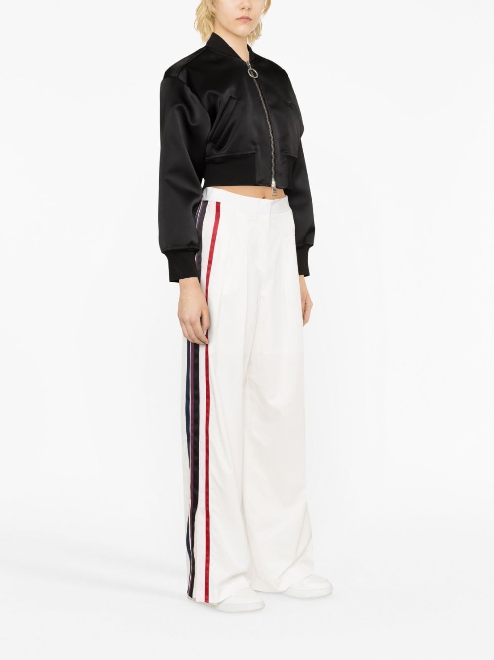 stripe-detail high-waisted trousers - 4