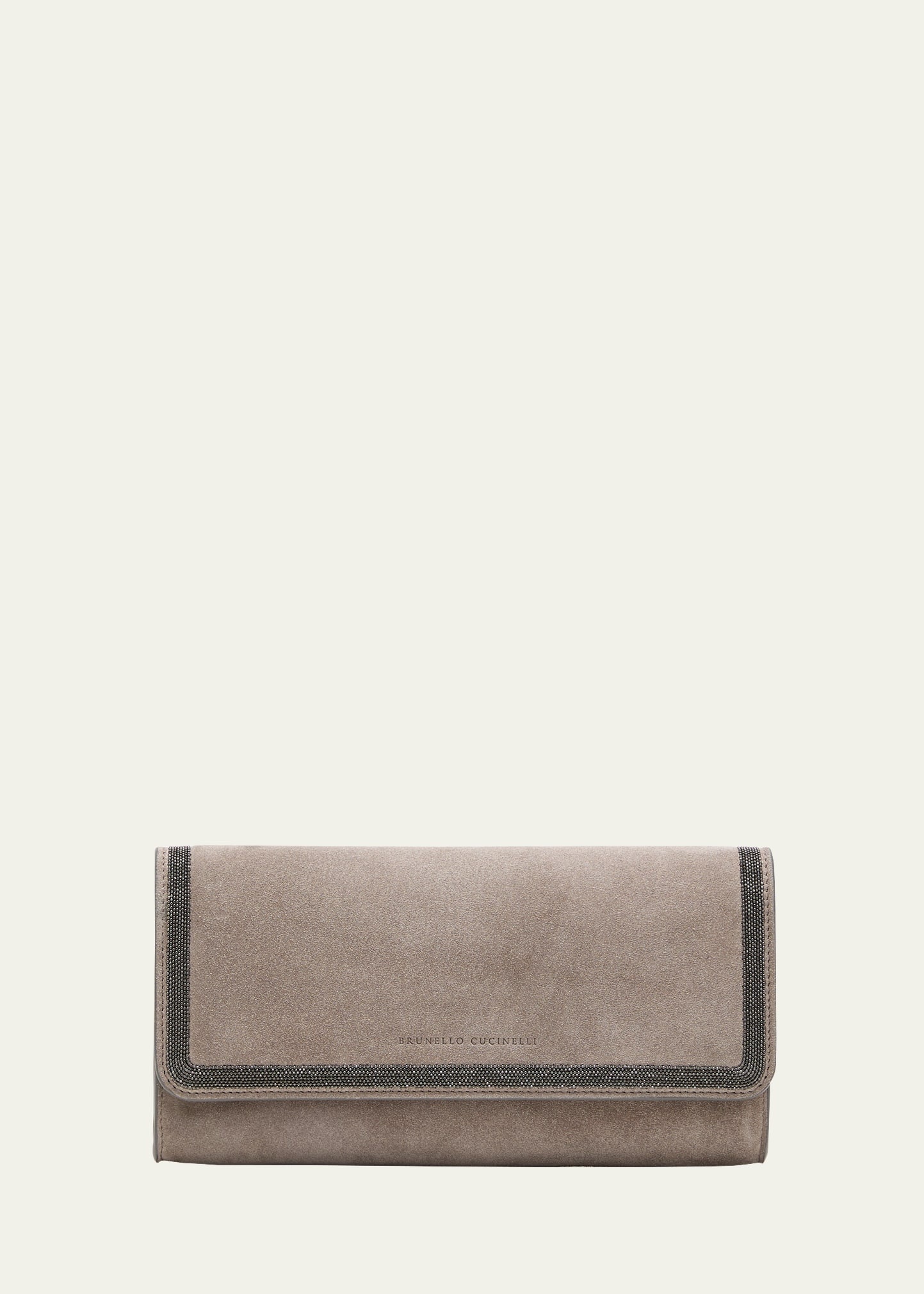 Monili Flap Suede Clutch Bag - 1