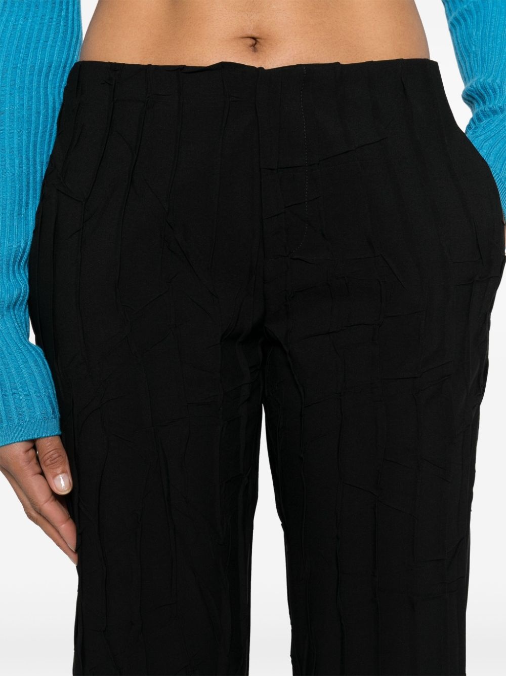 crinkled straight-leg trousers - 5