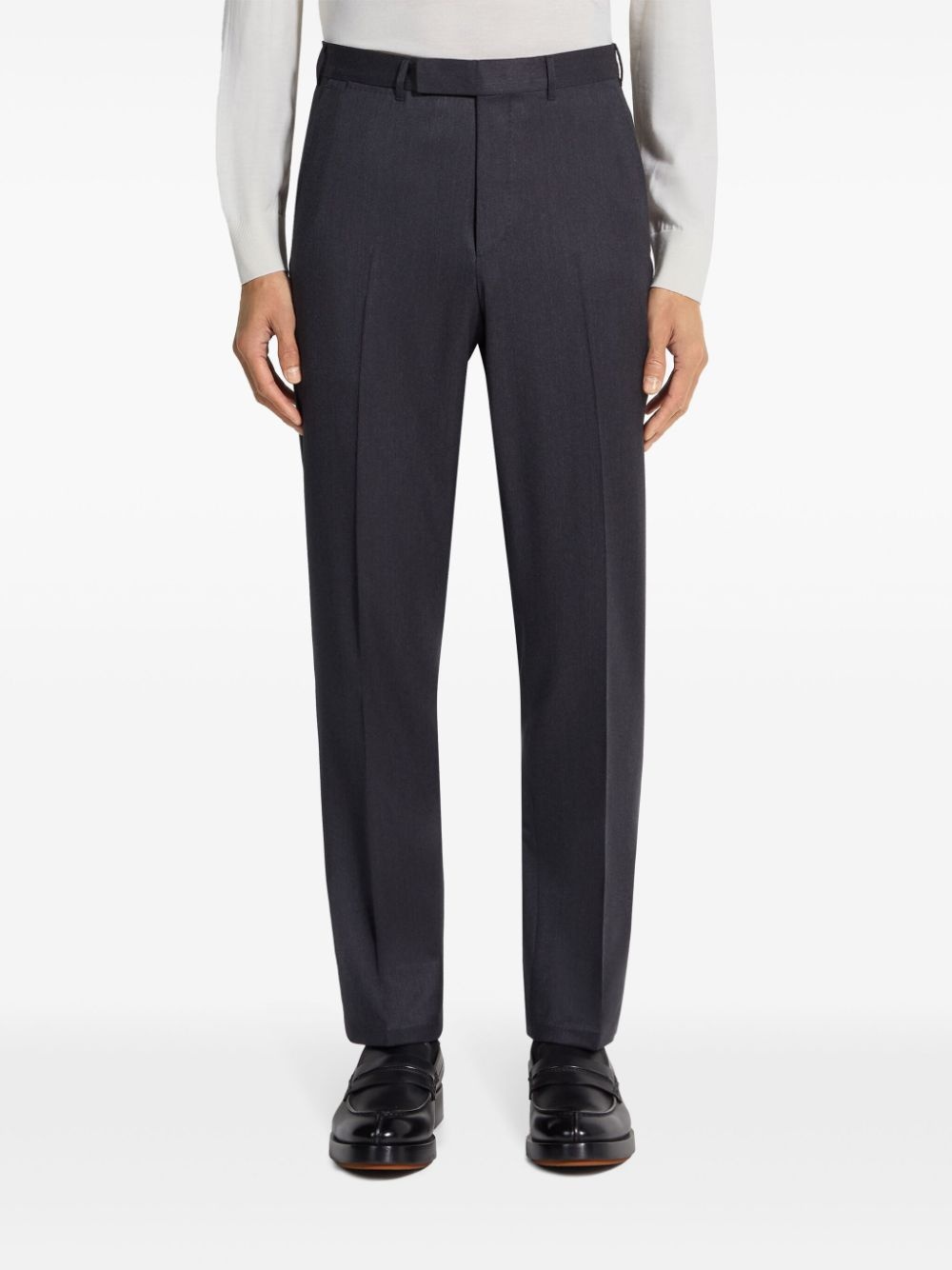wool straight-leg trousers - 2