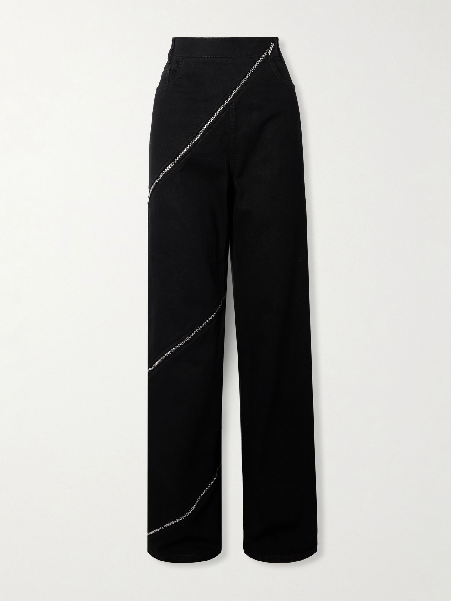 Zip-embellished wide-leg jeans Black - 1