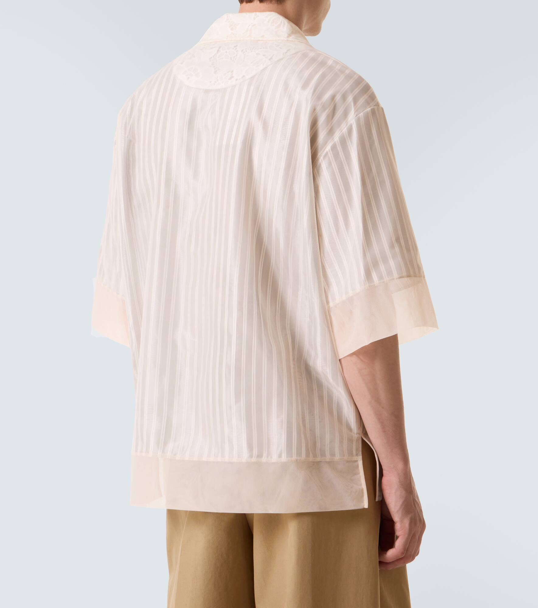 Patchwork lace bowling shirt - 4