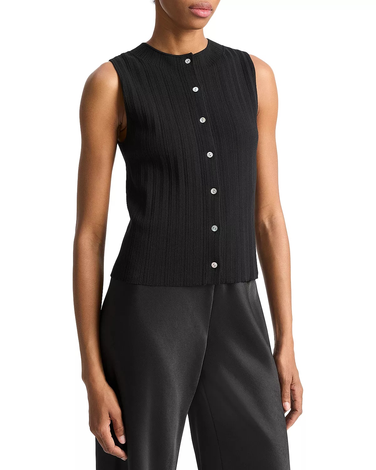 Sleeveless Button Up Sweater - 3