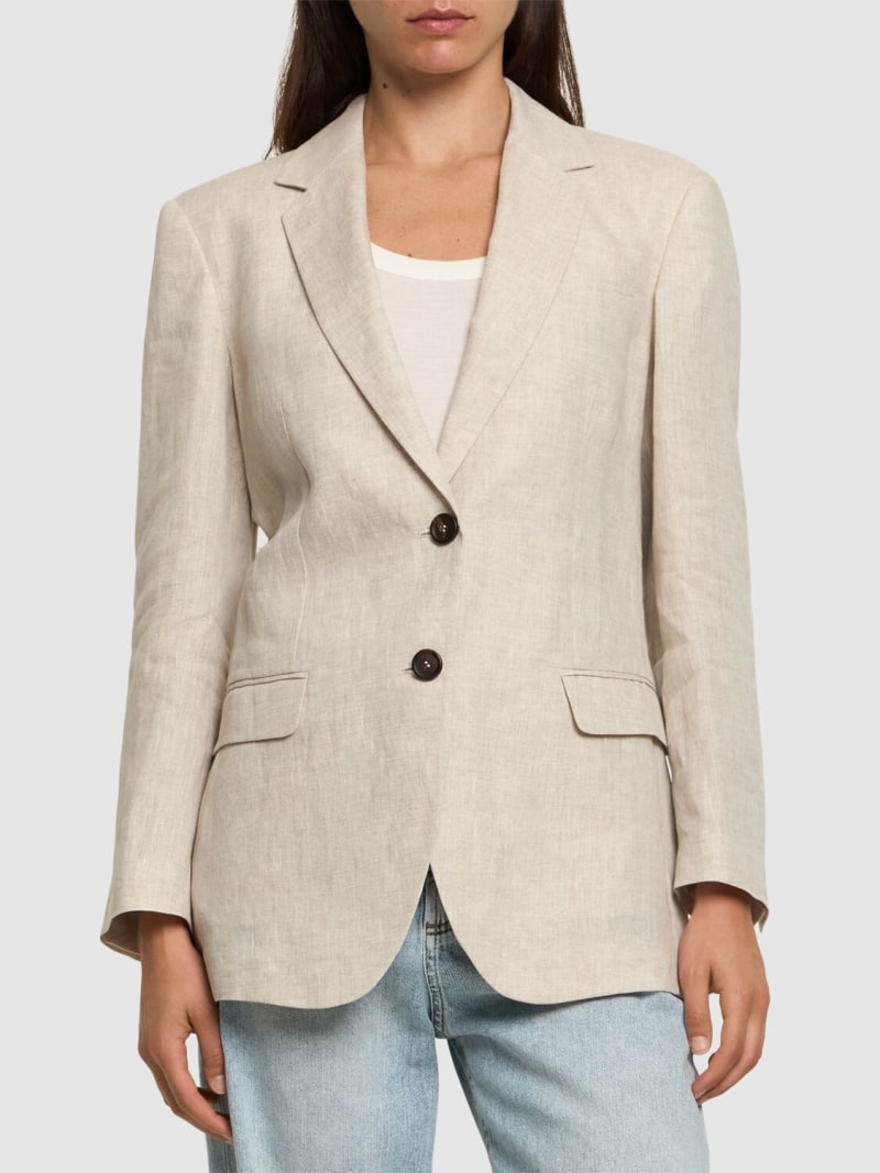 Single breast linen jacket - 3