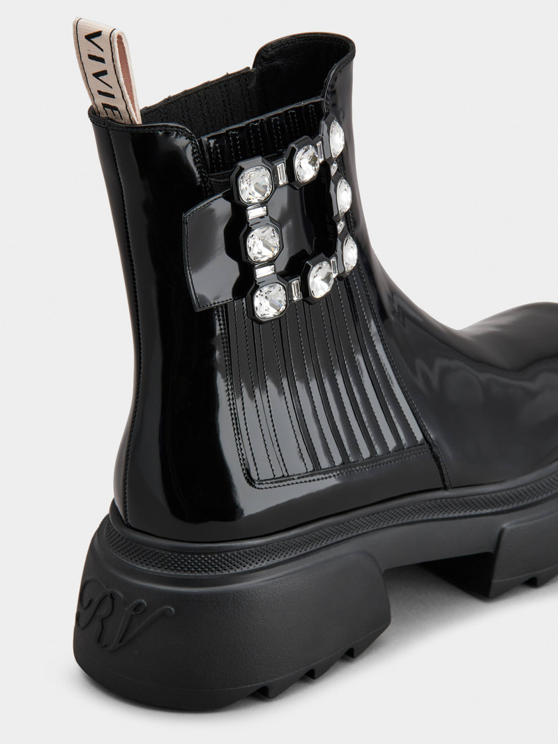 Wallaviv Strass Buckle Chelsea Ankle Boots in Patent Leather 3
