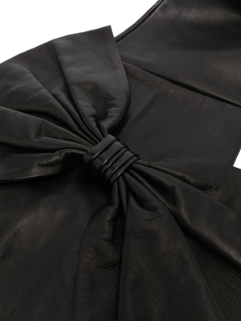 MANOKHI bow-detail leather gloves outlook
