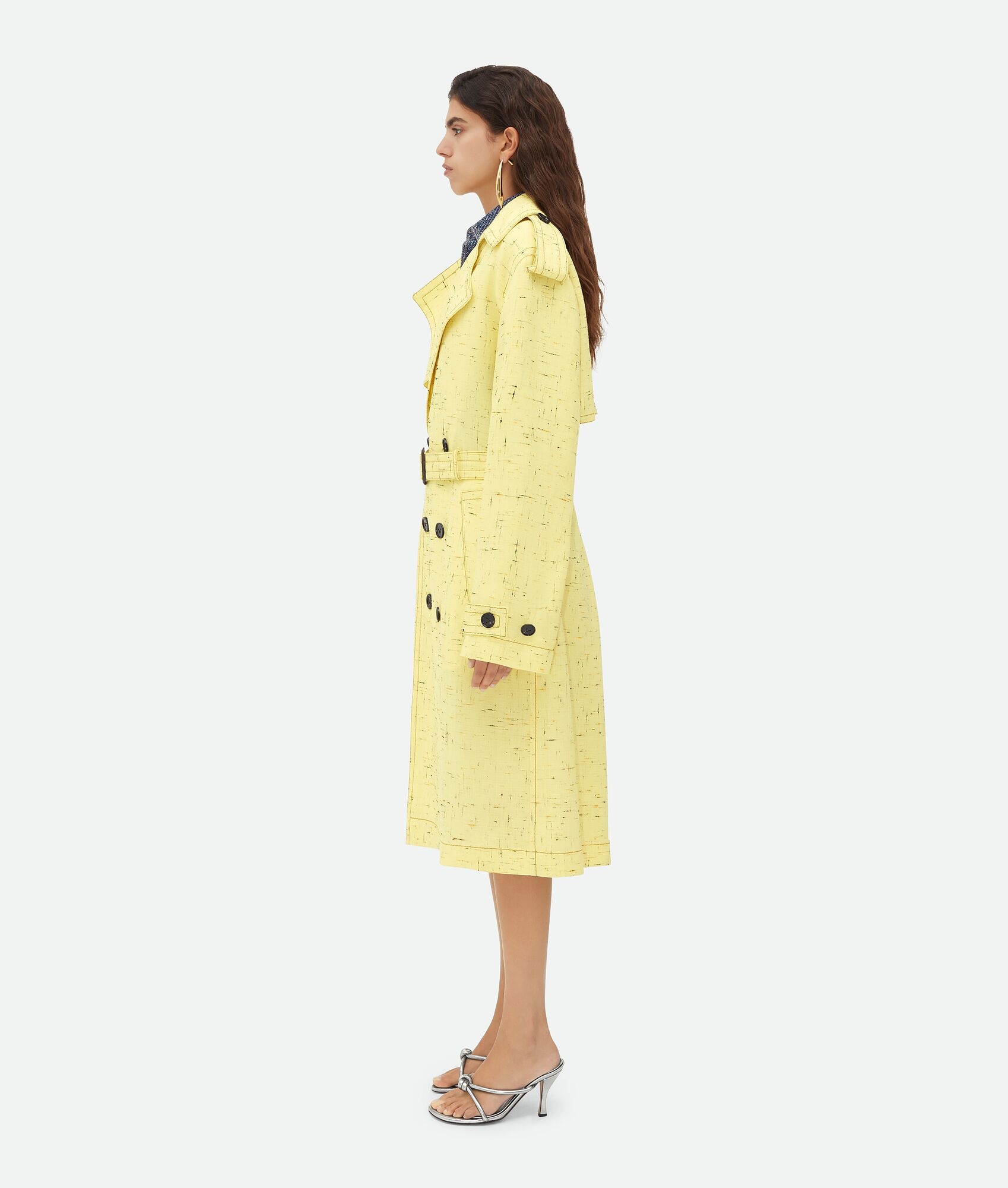 Textured Criss-Cross Viscose Silk Trench - 2