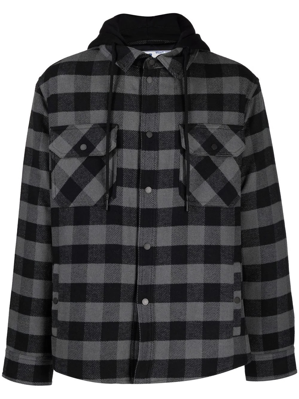 checked hooded shirt - 1