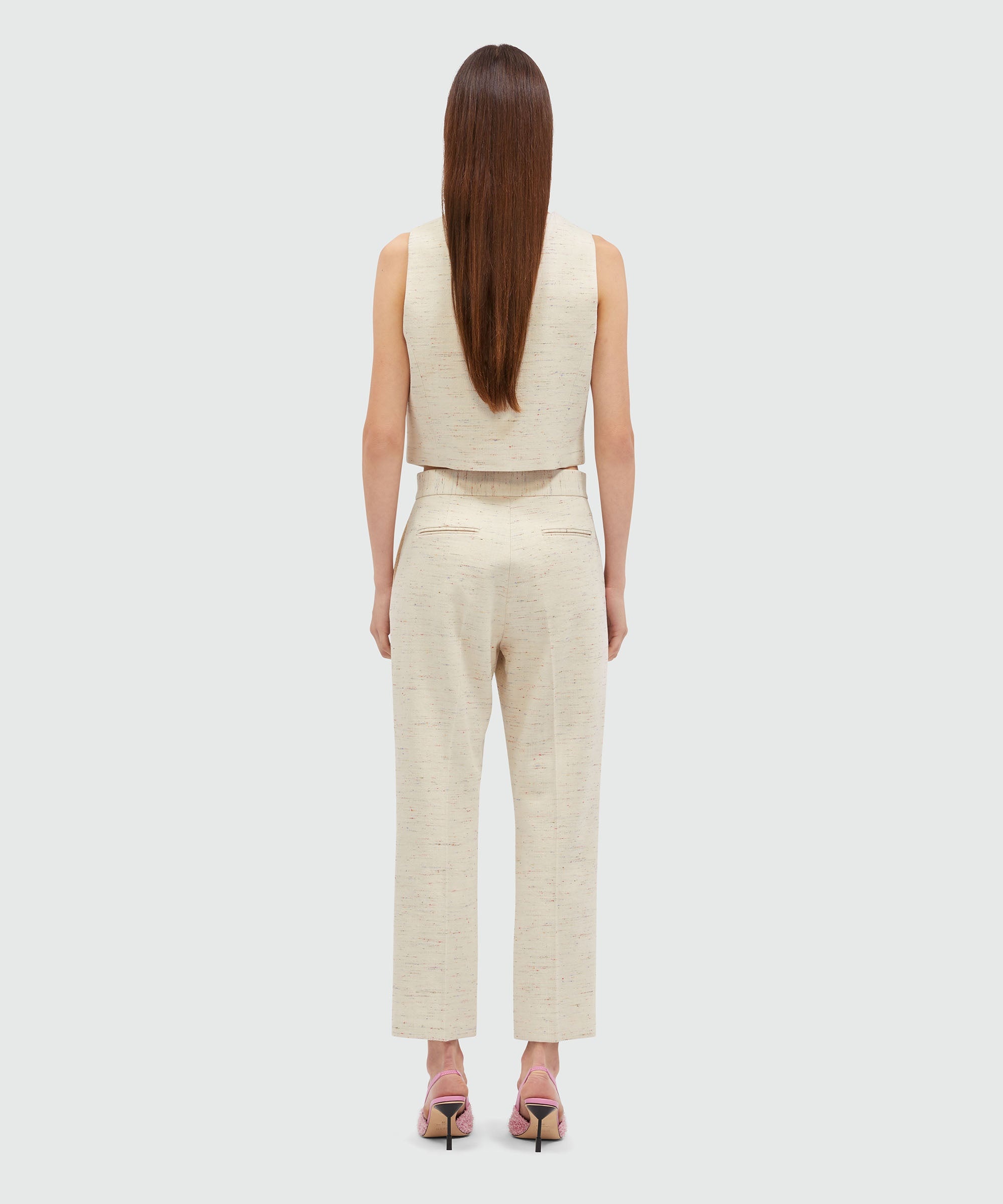 Cream trousers in fancy gabardine - 3