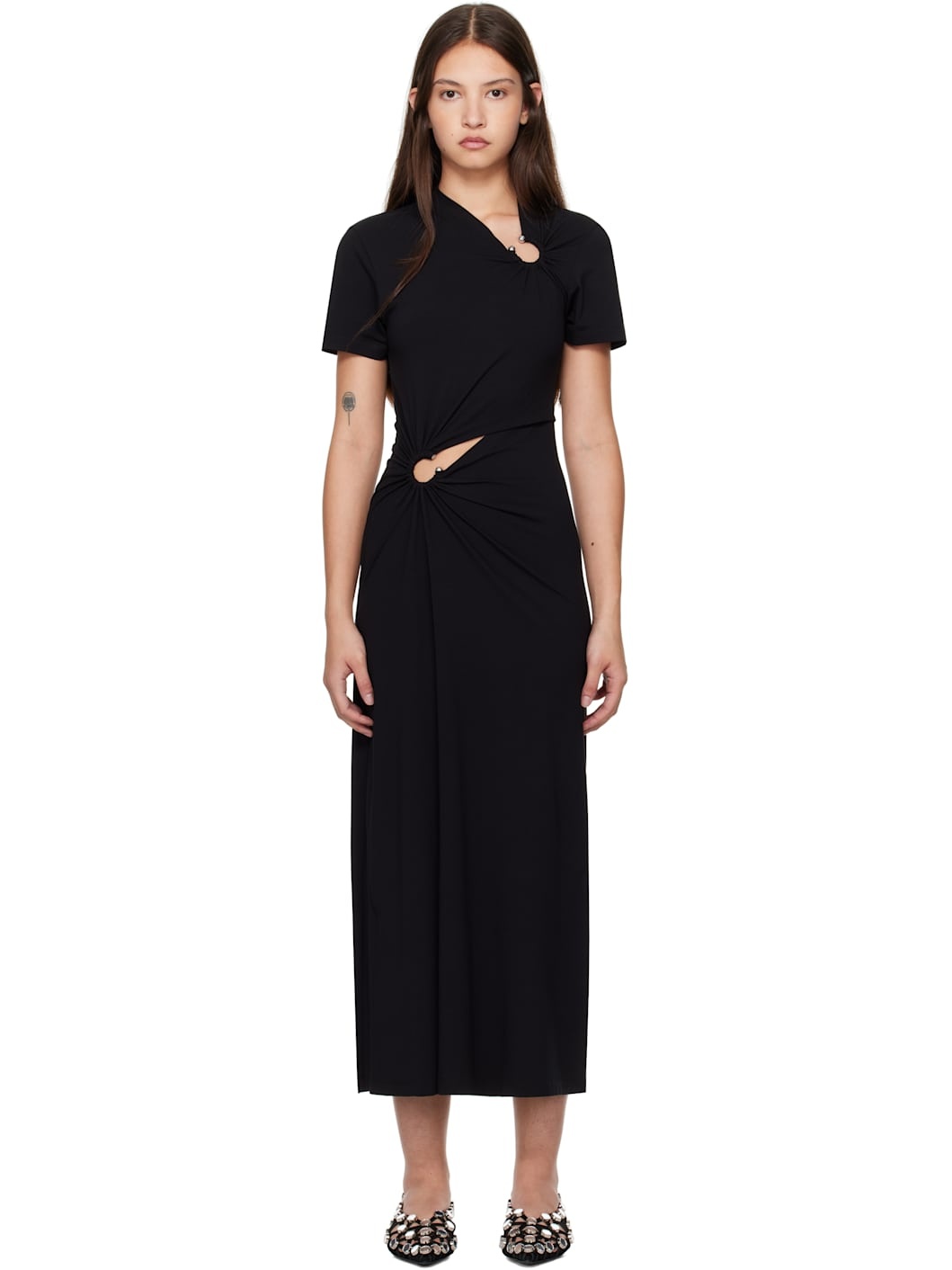 Black Long Piercing Maxi Dress - 1