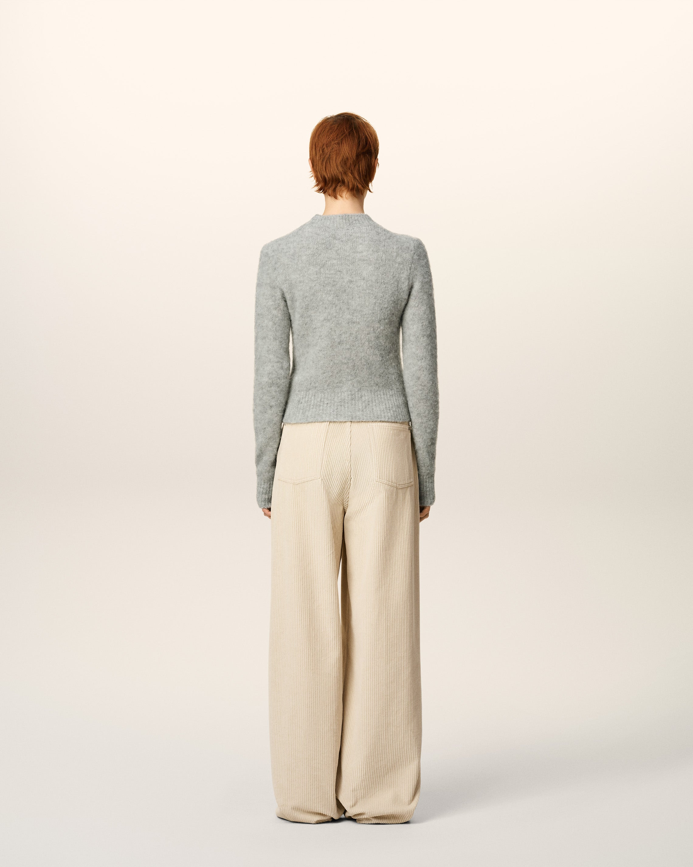 GREY ALPACA AMI CREWNECK SWEATER - 5