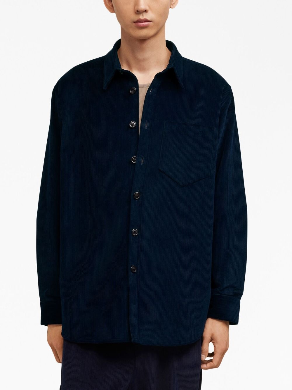 classic-collar corduroy shirt jacket - 4