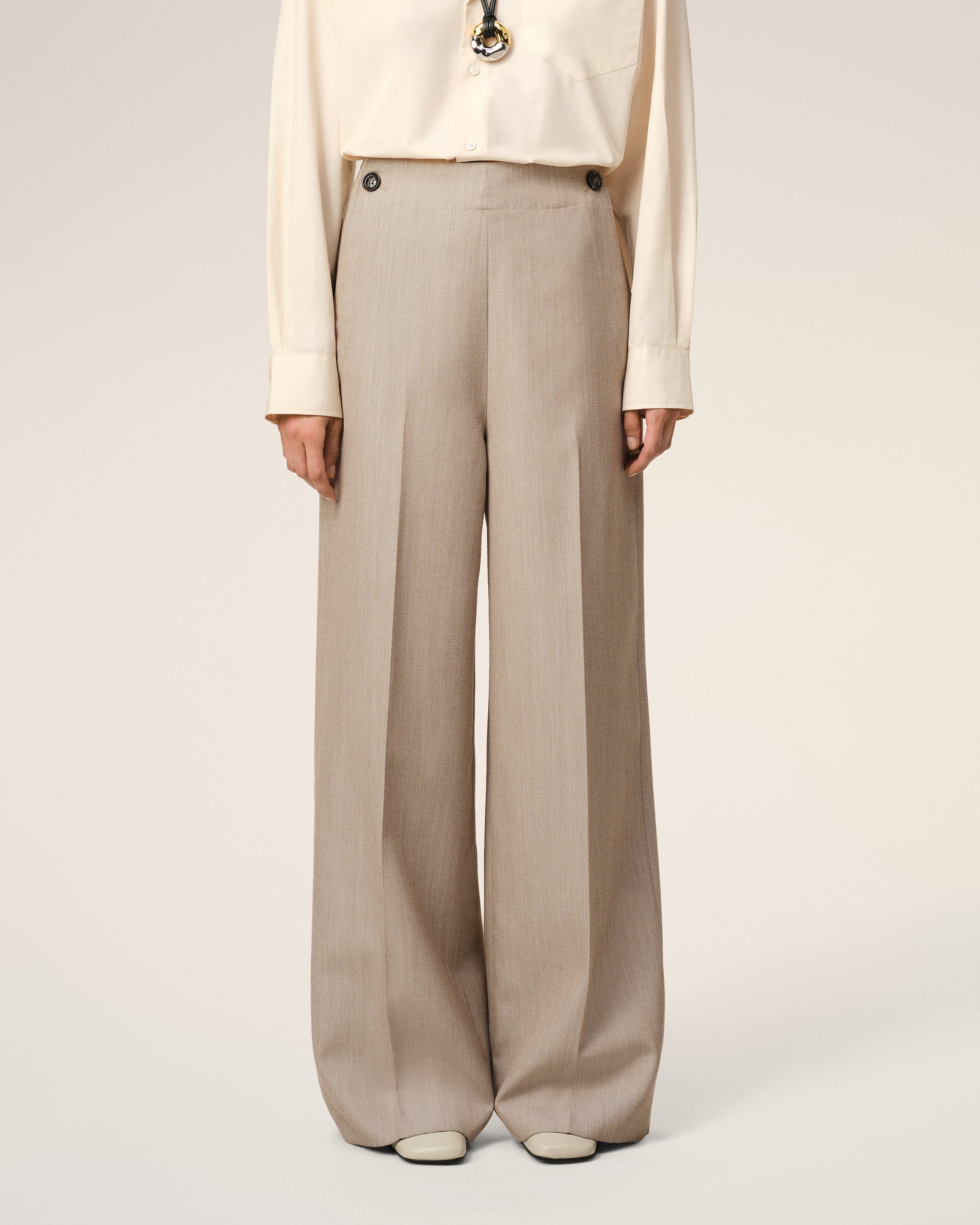 BEIGE NEW WOOL SAILOR TROUSERS - 3
