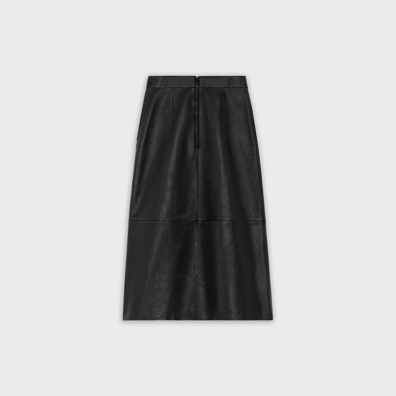 CELINE MIDI SKIRT WITH SIGNATURE IN FINE-GRAIN LAMBSKIN outlook