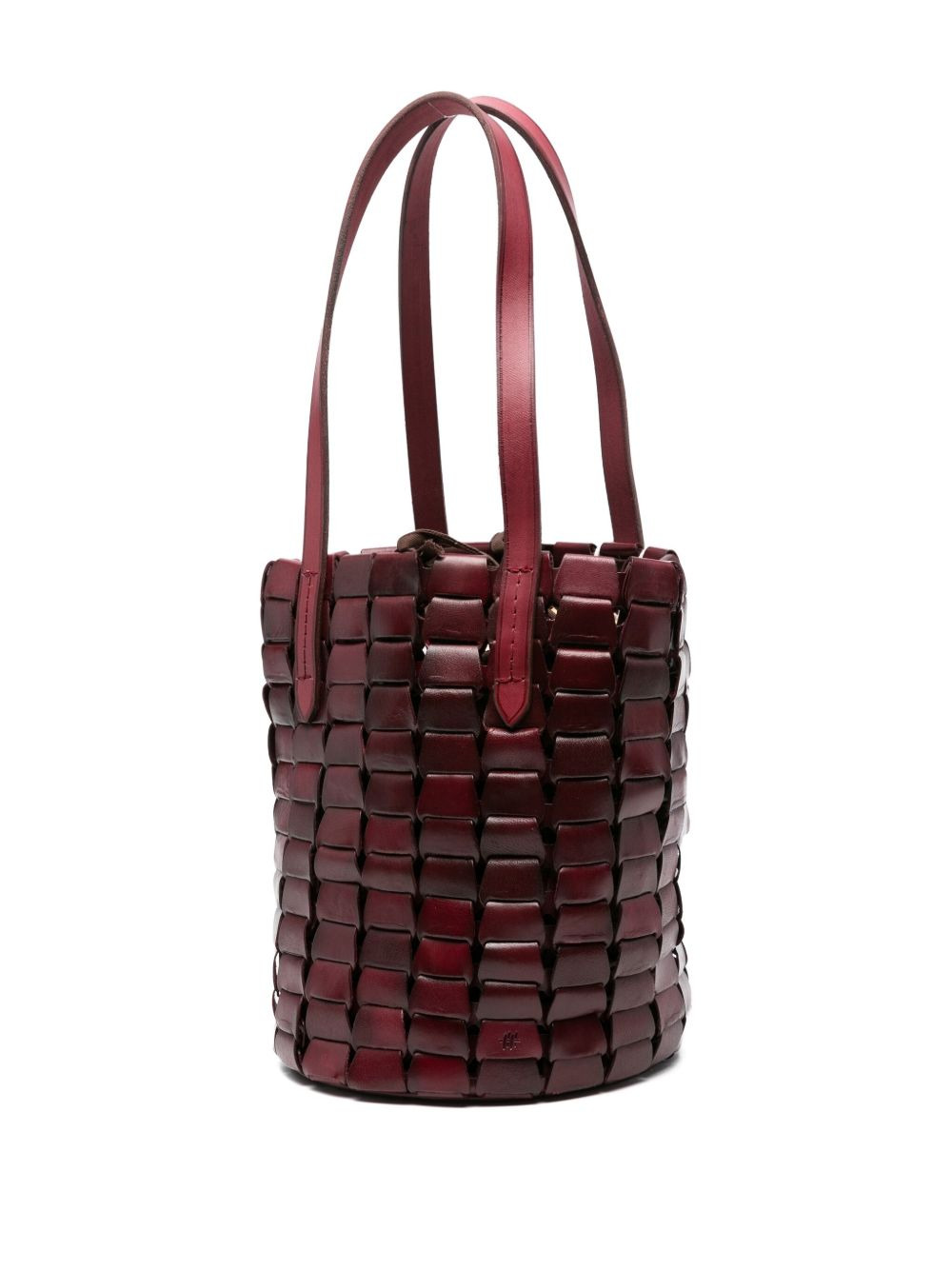 leather-woven bucket bag - 3