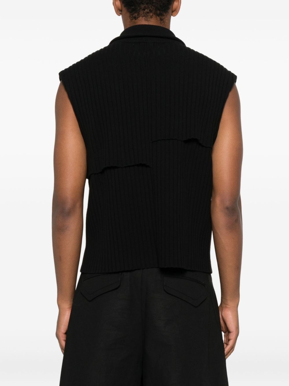 ribbed zip-front vest - 4
