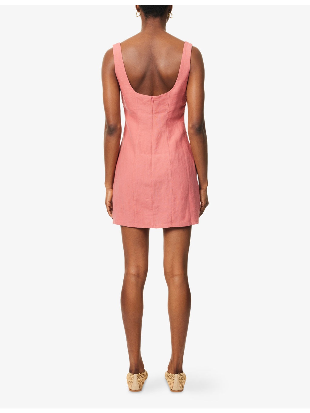 Eissa Square-Neck Linen Mini Dress - 4