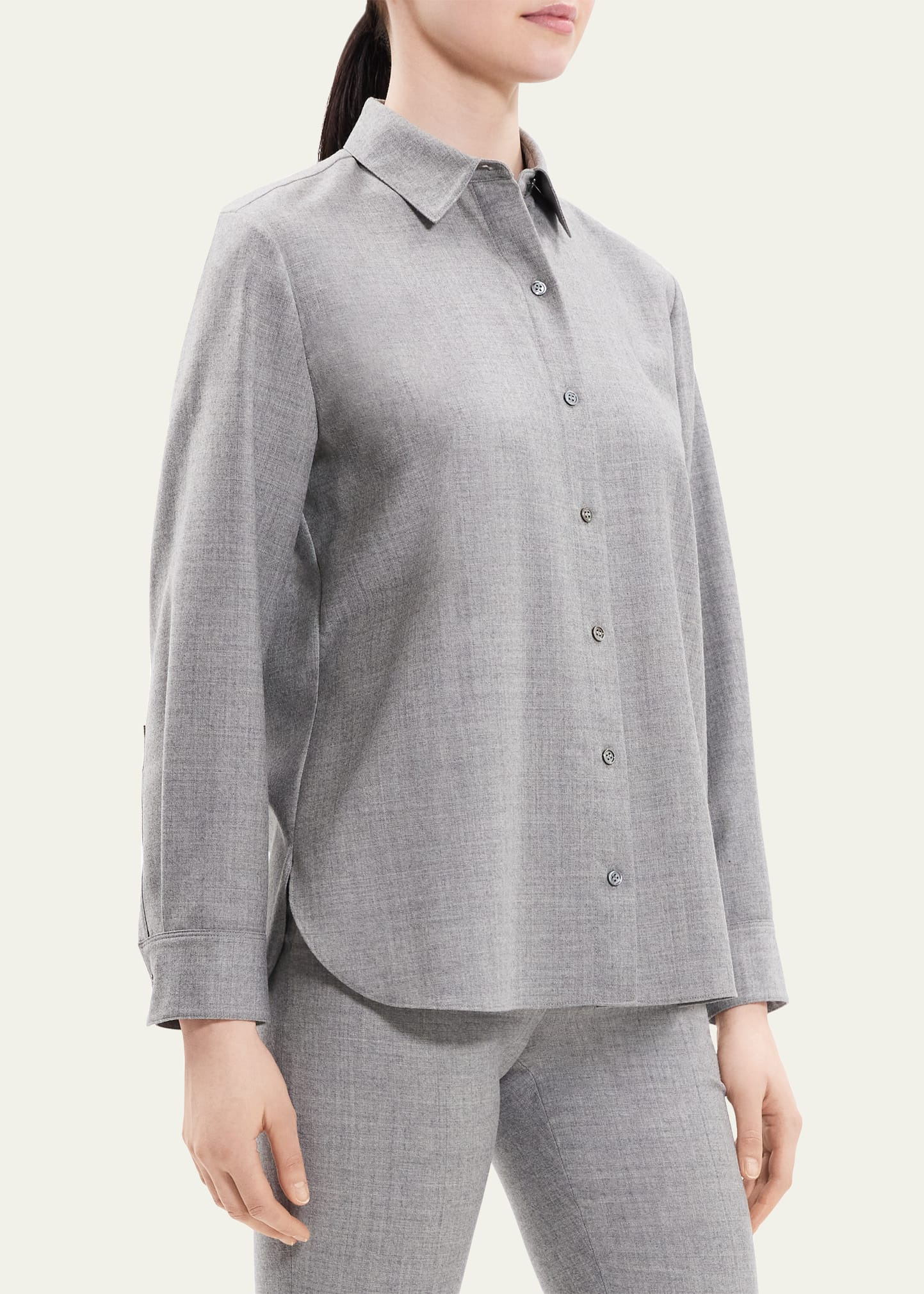 Classic Cotton Flannel Button-Front Shirt - 4