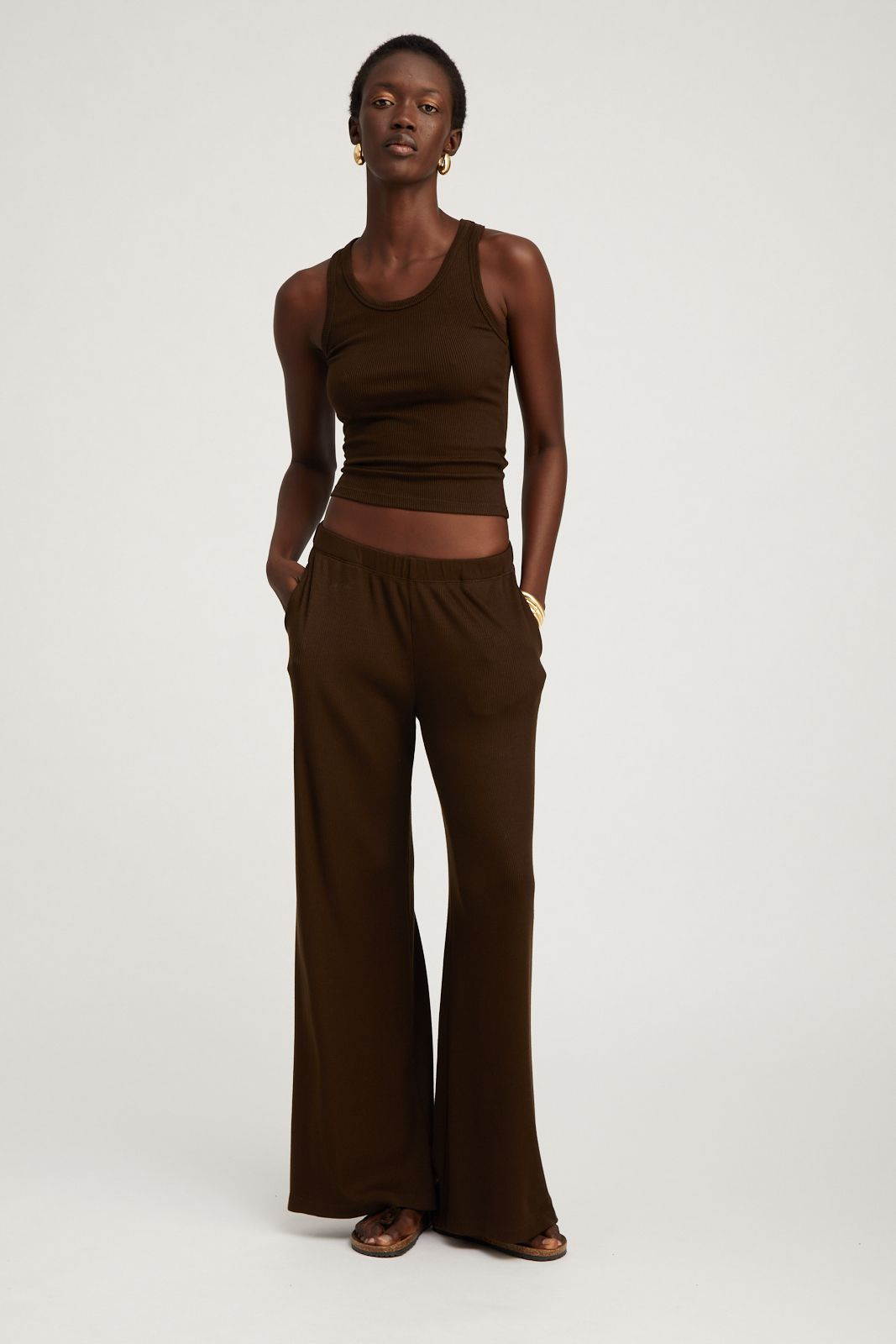 AMERICANO RIB WIDE LEG PANTS - 2