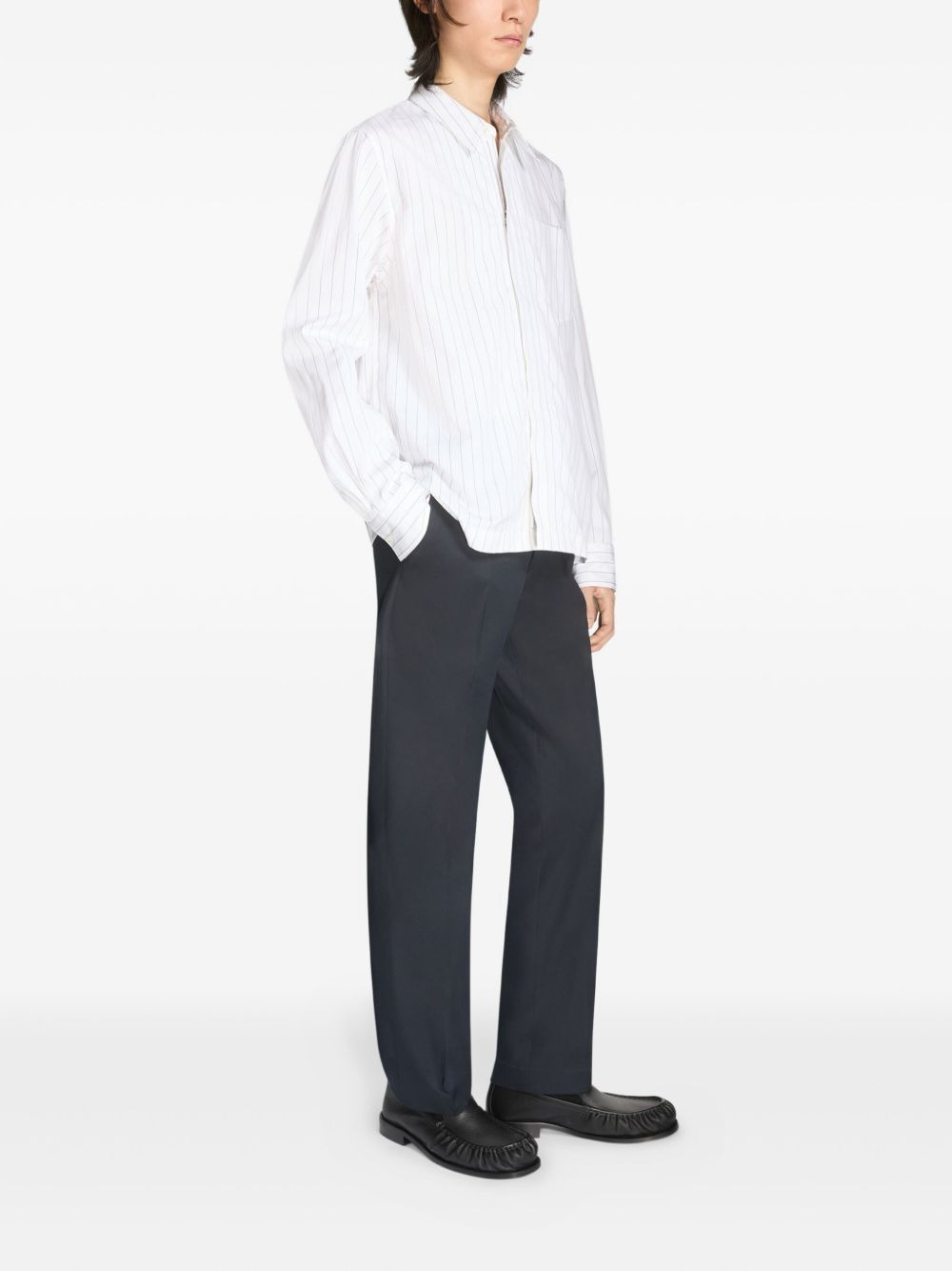 cotton-blend straight-leg trousers - 3