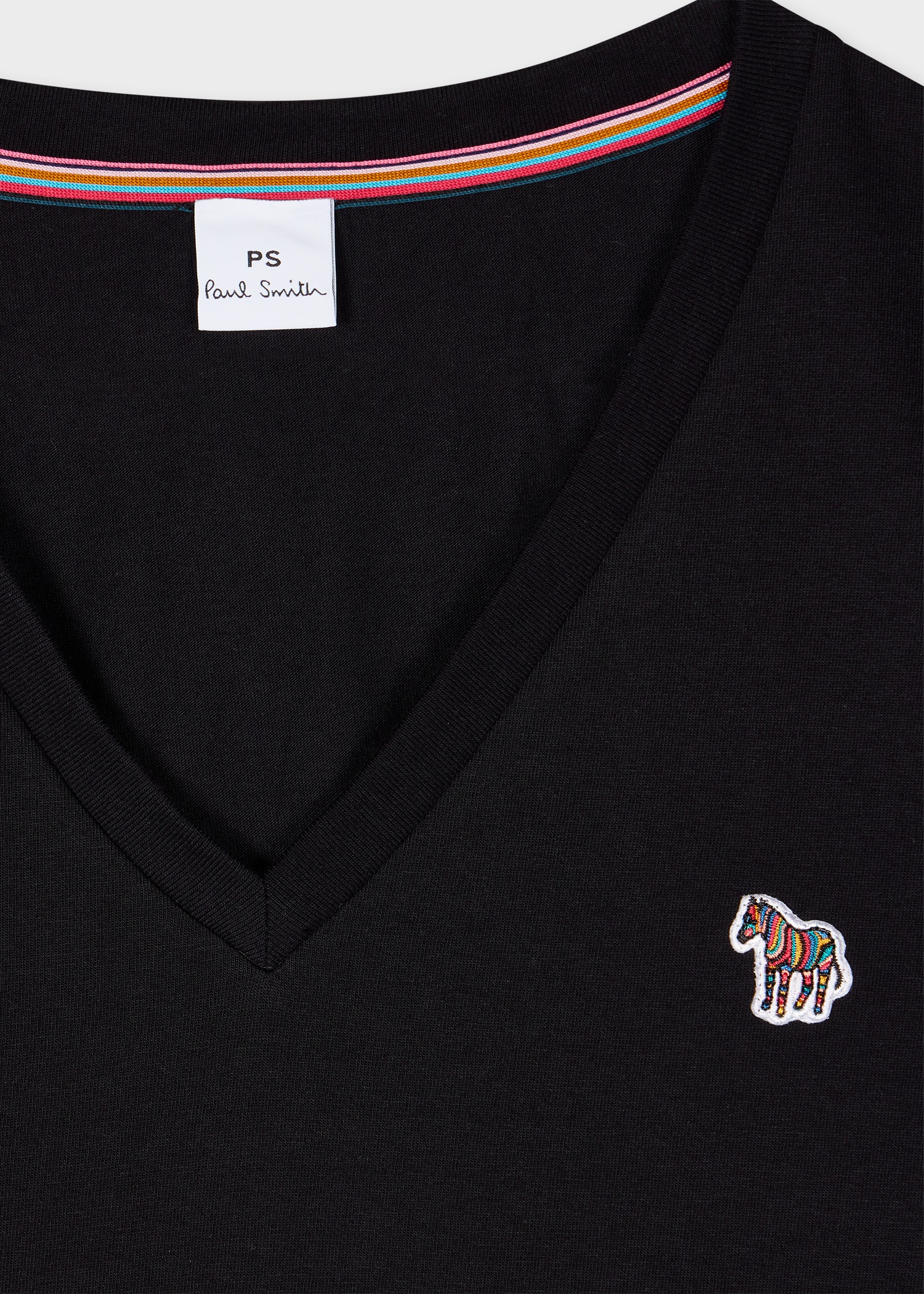 Women's Black V-Neck Zebra T-Shirt - 2