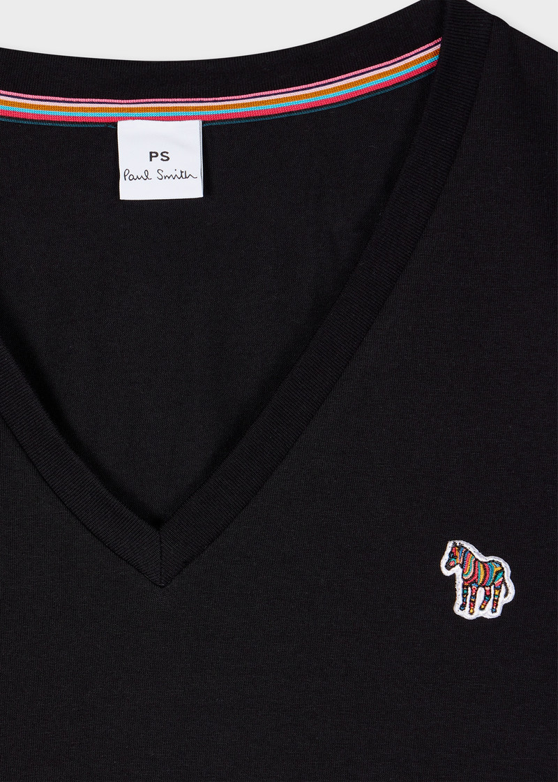 Paul Smith Women's Black V-Neck Zebra T-Shirt outlook